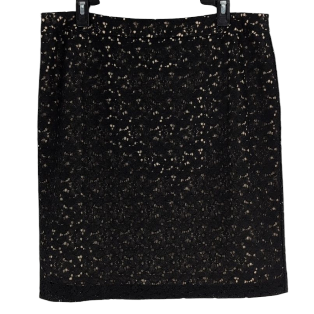 Lord & Taylor Black Lace Skirt size 14P great condition !